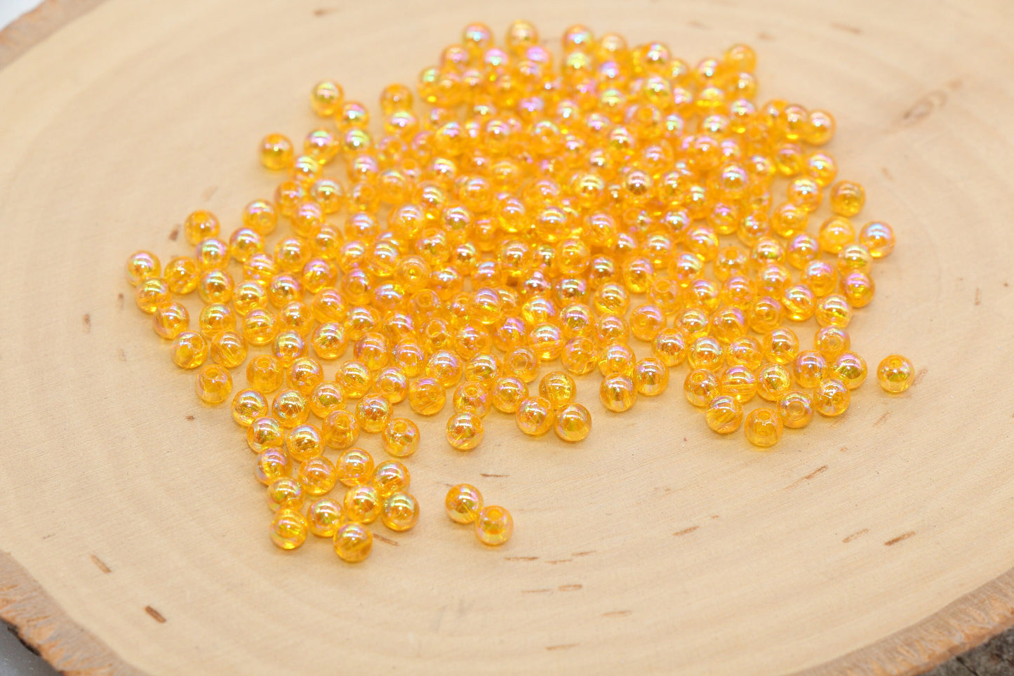 4mm Orange AB Round Beads, Iridescent Acrylic Gumball Beads, Transparent Round Spacer Beads, Bubblegum Beads, Plastic Round Bead #1269