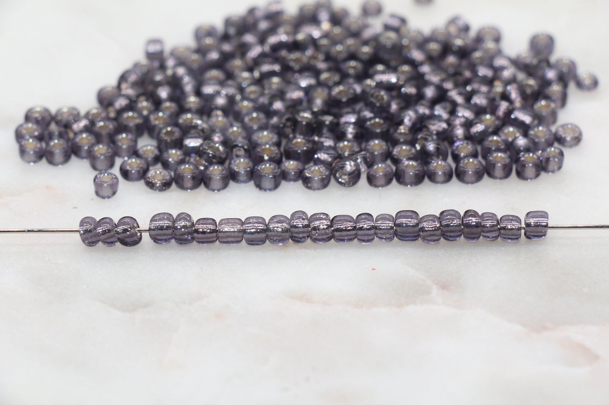 Transparent Glass Beads with Silver Lined, 4mm 6/0 Glass Round Beads, Light Purple Trans Seed Beads, Rocailles Beads, Beading Supplies #1092