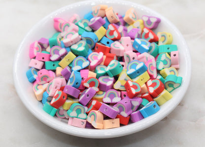 Rainbow and Cloud Polymer Clay Beads, Mix Rainbow Cane Beads, Cloud Cane Beads, Fimo Cane Beads, Jewelry Beads, Beads for Bracelet #146