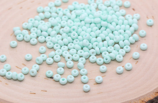 Matte Glass Seed Beads, 4mm 6/0 Glass Round Seed Beads, Ice Blue Seed Beads, Frosted Blue Rocailles Beads, Beading Supplies #743
