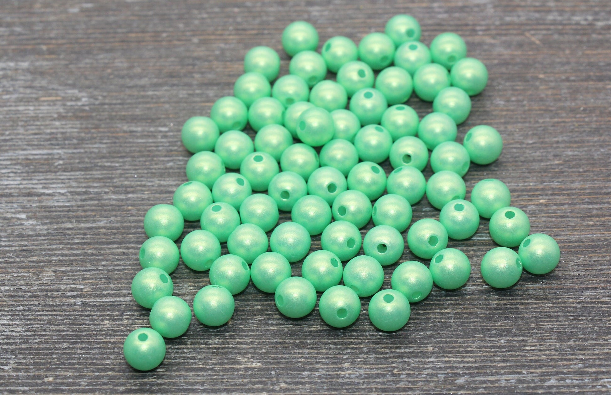 8mm Green Shimmer Gumball Beads, Round Acrylic Loose Beads, Bubblegum Beads, Chunky Beads, Smooth Round Plastic Beads #2670