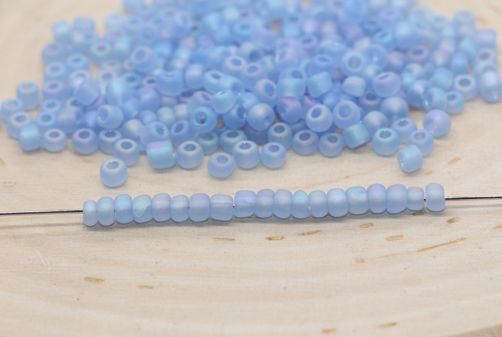 Matte Iridescent Glass Seed Beads, 4mm 6/0 Glass Round Seed Beads, Matte Blue AB Seed Beads, Rocailles Beads, Beading Supplies #1180