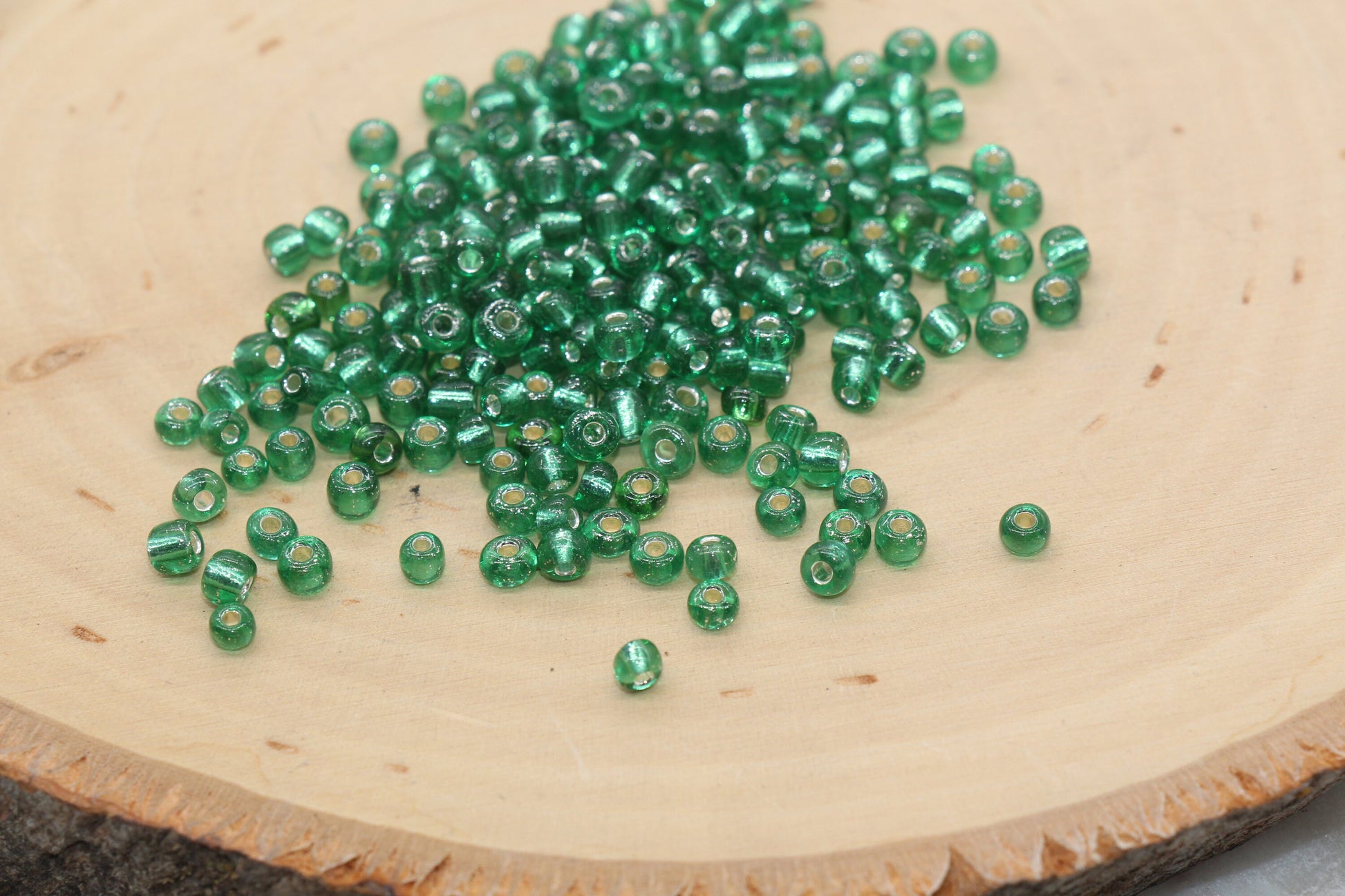 Transparent Glass Beads with Silver Lined, 4mm 6/0 Glass Round Beads, Green Trans Seed Beads, Rocailles Beads, Beading Supplies #1234