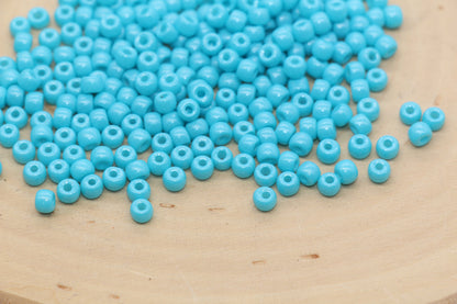 Glass Seed Beads, 4mm 6/0 Glass Round Seed Beads, Blue Opaque Seed Beads, Rocailles Beads, Beading Supplies #1277