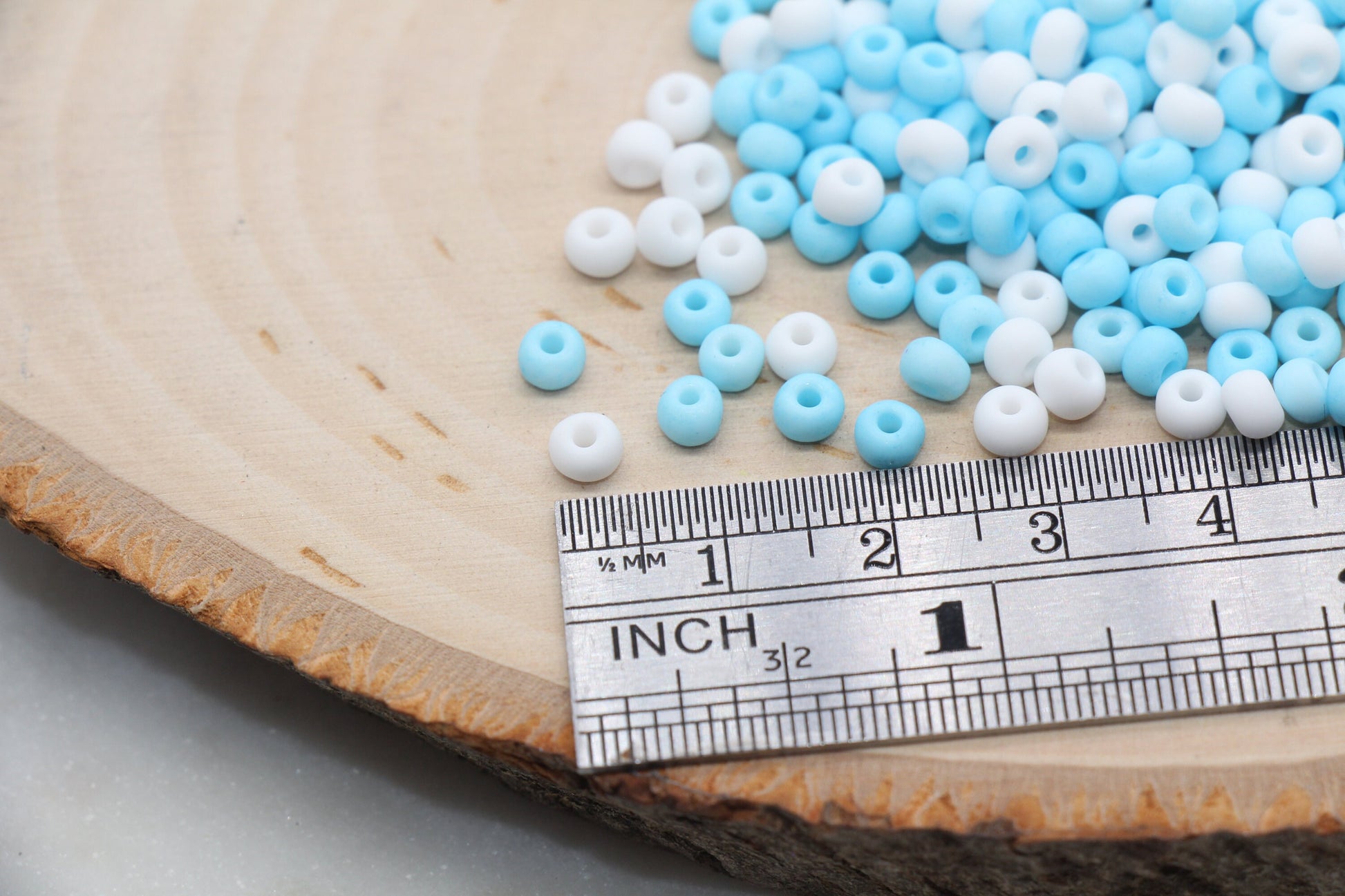 Matte Glass Seed Beads, 4mm 6/0 Glass Round Seed Beads, Blue and White Mix Seed Beads, Frosted Mix Rocailles Beads, Beading Supplies #1298