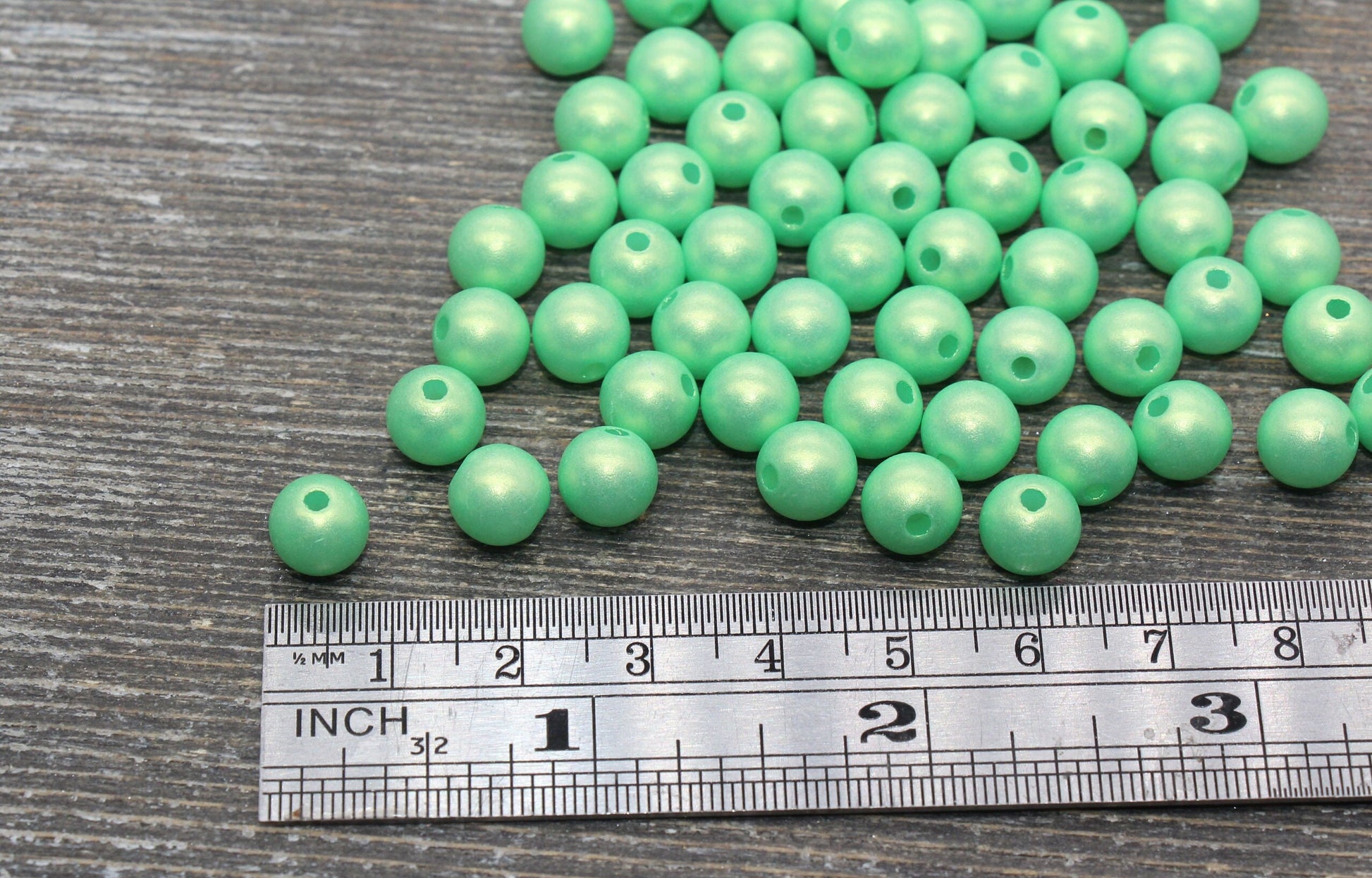 8mm Green Shimmer Gumball Beads, Round Acrylic Loose Beads, Bubblegum Beads, Chunky Beads, Smooth Round Plastic Beads #2670