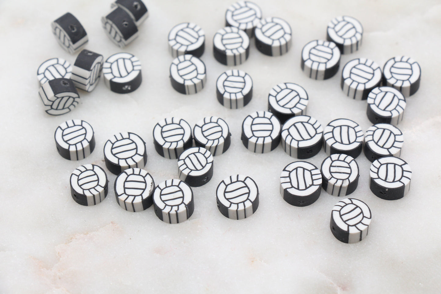 Volleyball Polymer Clay Beads, Sport Ball Beads, Kawaii Basketball Clay Beads, Sport Beads, Jewelry Beads #338