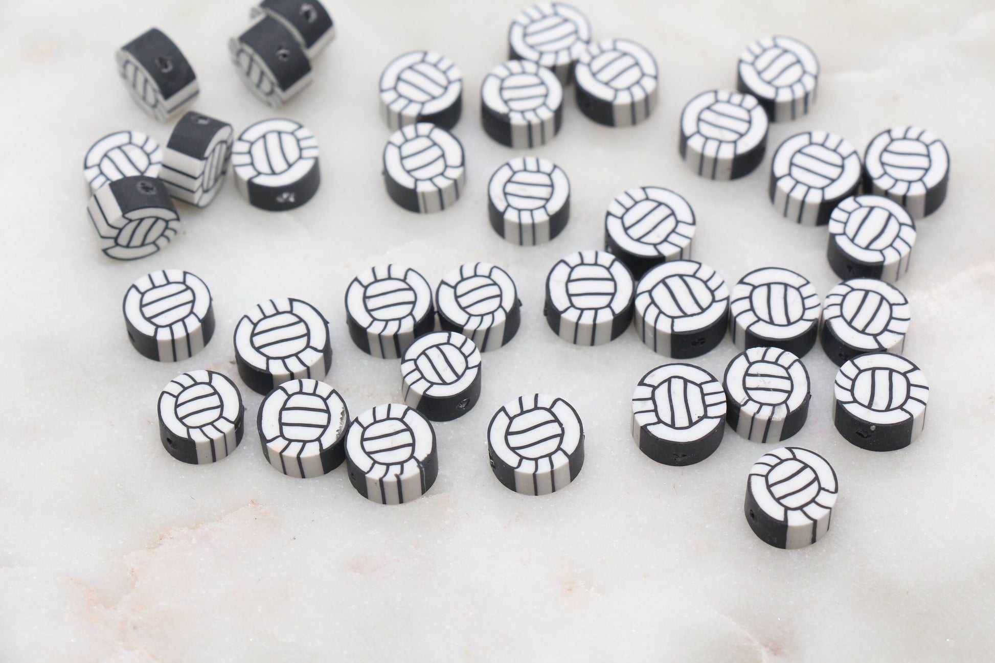 Volleyball Polymer Clay Beads, Sport Ball Beads, Kawaii Basketball Clay Beads, Sport Beads, Jewelry Beads #338