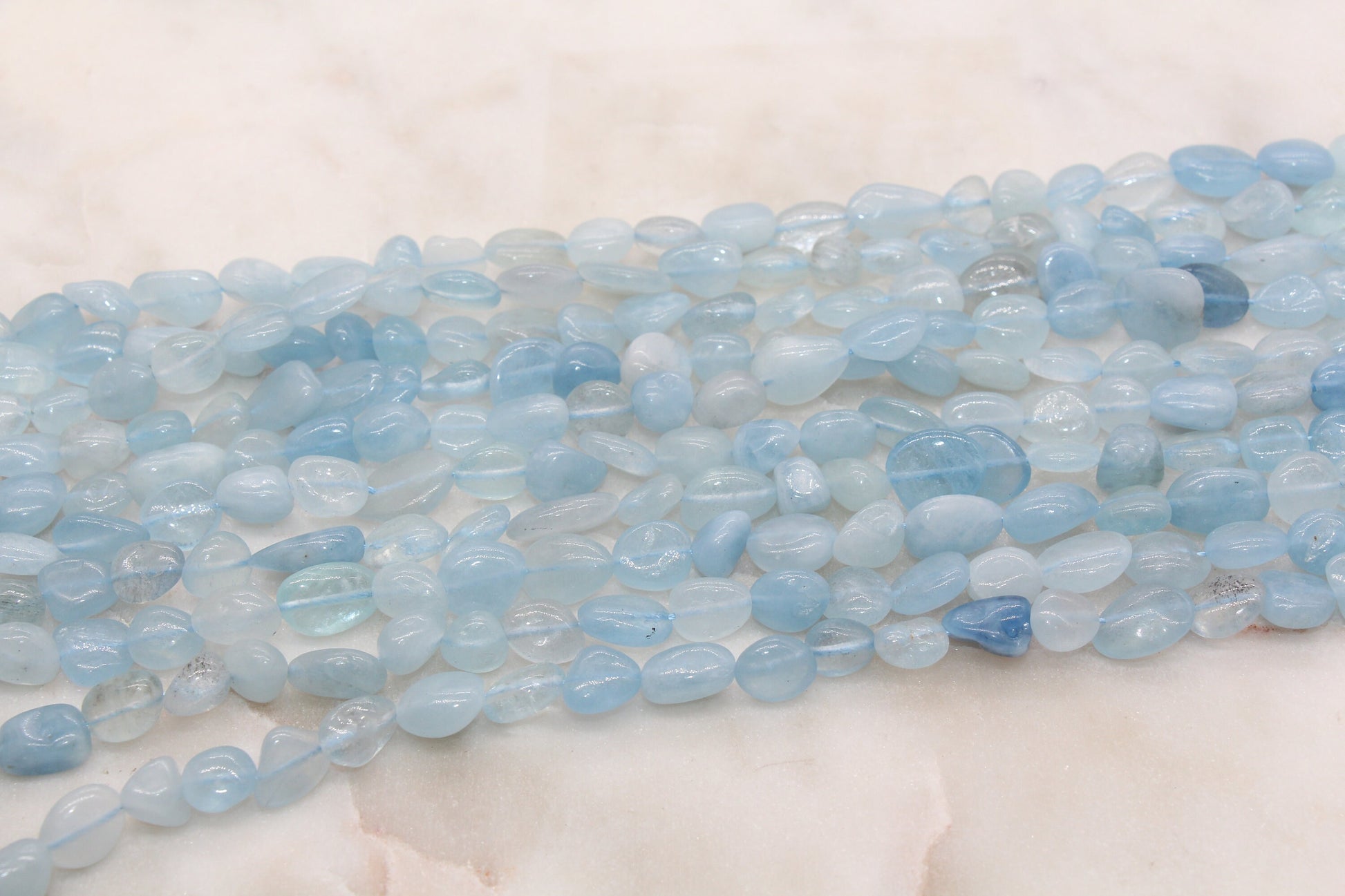 Aquamarine Nugget Beads, Gemstone Irregular Loose Beads, Pebble Nugget Beads, Size 8mm-10mm #53