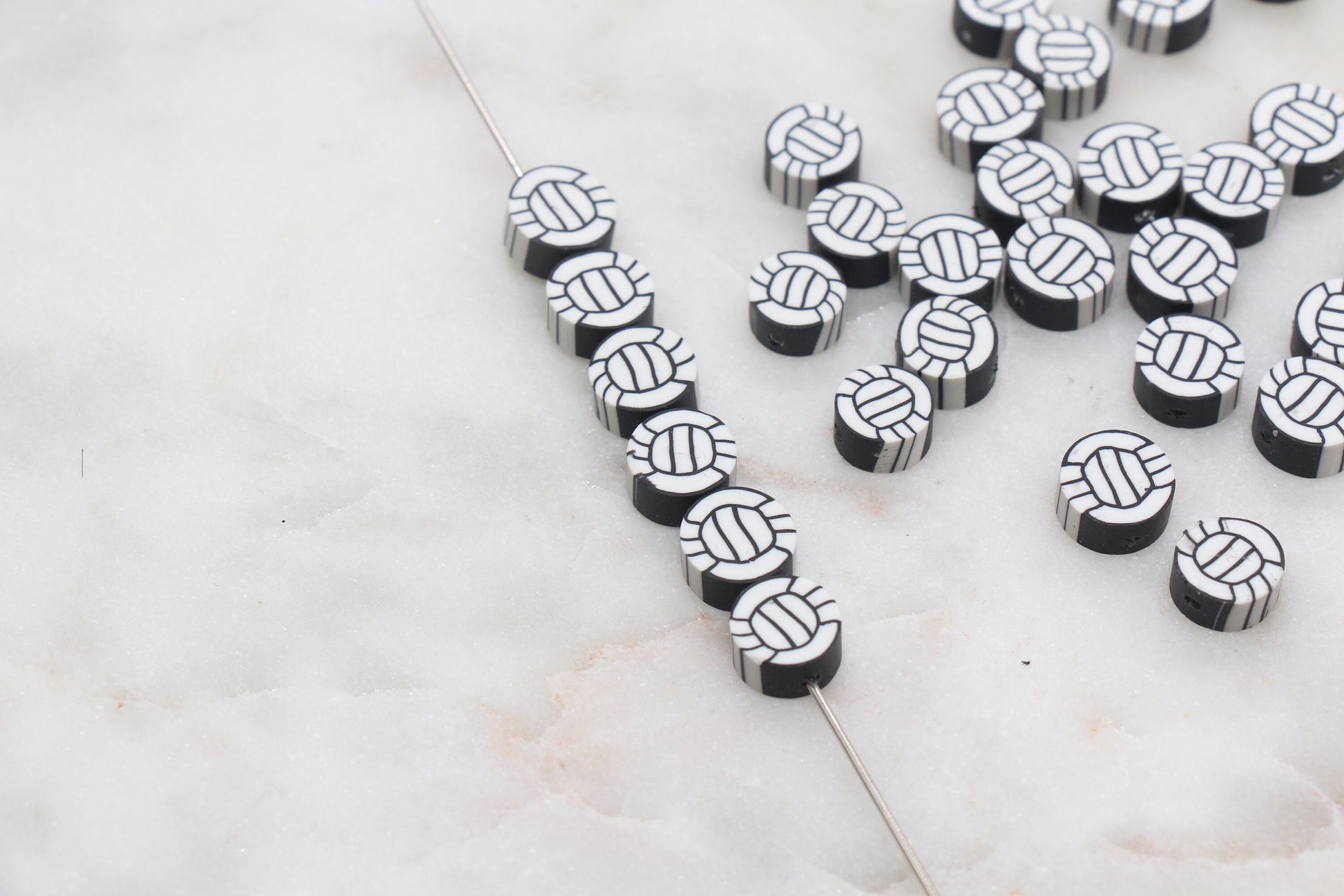 Volleyball Polymer Clay Beads, Sport Ball Beads, Kawaii Basketball Clay Beads, Sport Beads, Jewelry Beads #338