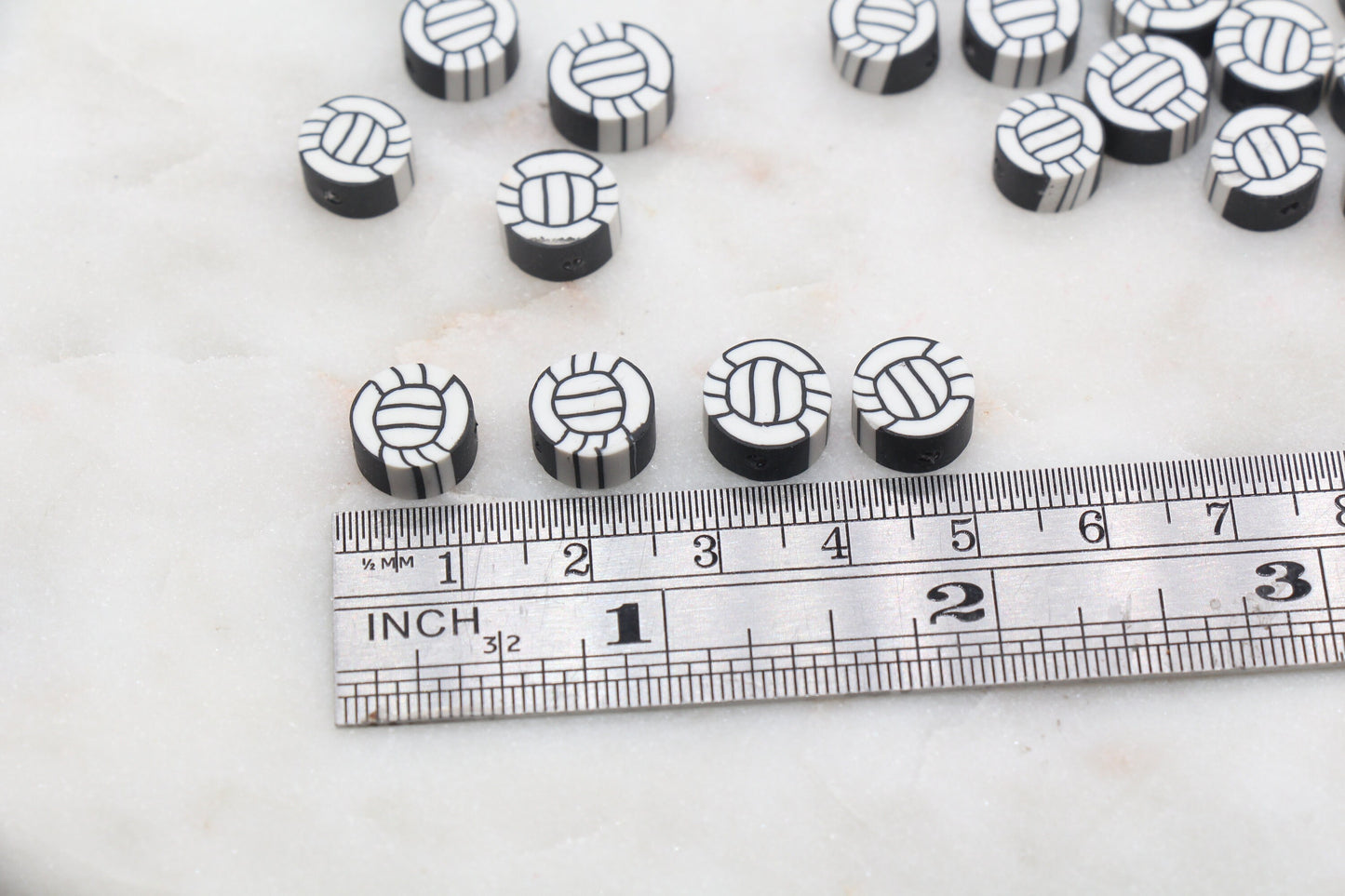 Volleyball Polymer Clay Beads, Sport Ball Beads, Kawaii Basketball Clay Beads, Sport Beads, Jewelry Beads #338