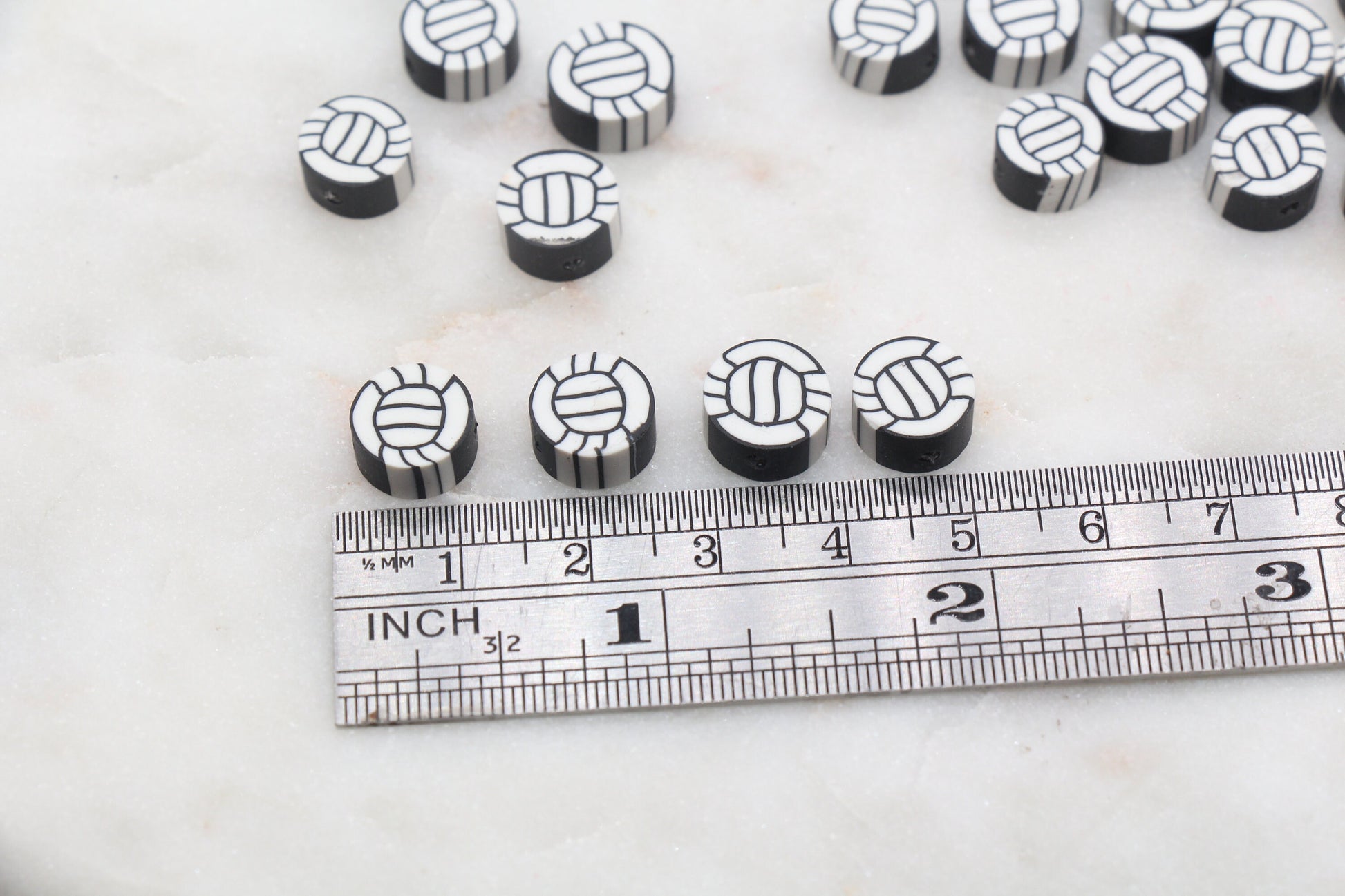 Volleyball Polymer Clay Beads, Sport Ball Beads, Kawaii Basketball Clay Beads, Sport Beads, Jewelry Beads #338