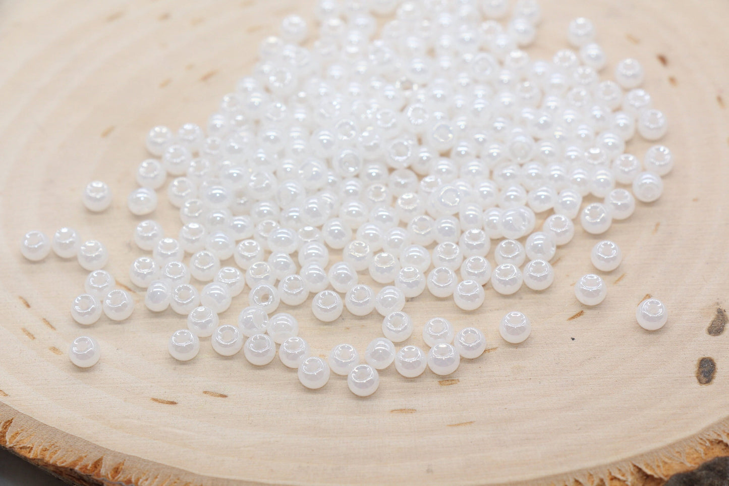 Round Creamy Glass Seed Beads, 4mm 6/0 Glass Round Seed Beads, Creamy White Seed Beads, Glossy Rocailles Beads, Beading Supplies #2736