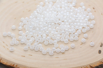 Round Creamy Glass Seed Beads, 4mm 6/0 Glass Round Seed Beads, Creamy White Seed Beads, Glossy Rocailles Beads, Beading Supplies #2736