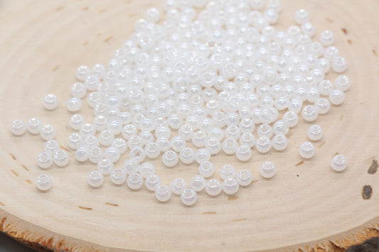 Round Creamy Glass Seed Beads, 4mm 6/0 Glass Round Seed Beads, Creamy White Seed Beads, Glossy Rocailles Beads, Beading Supplies #2736