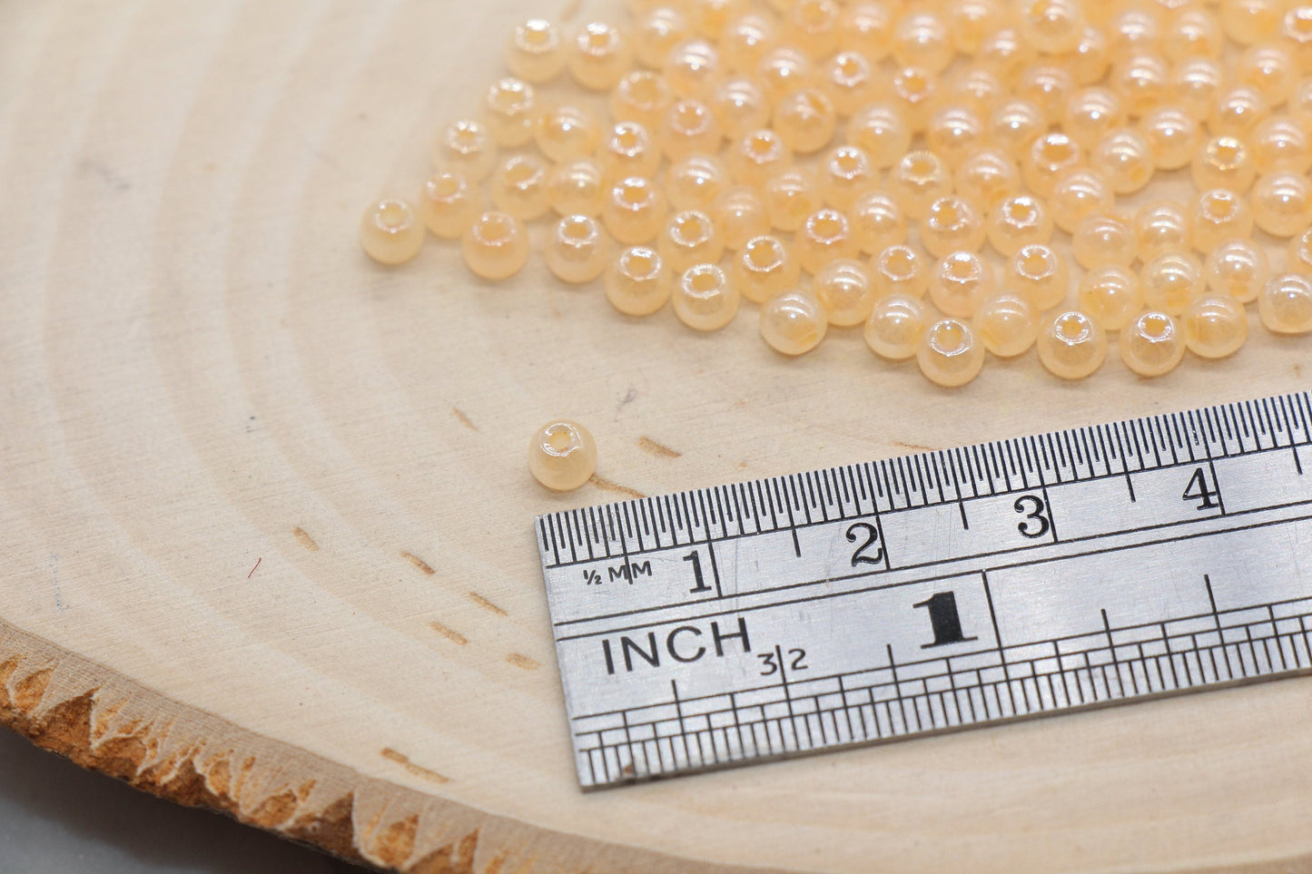 Round Creamy Glass Seed Beads, 4mm 6/0 Glass Round Seed Beads, Creamy Orange Seed Beads, Glossy Rocailles Beads, Beading Supplies #2740