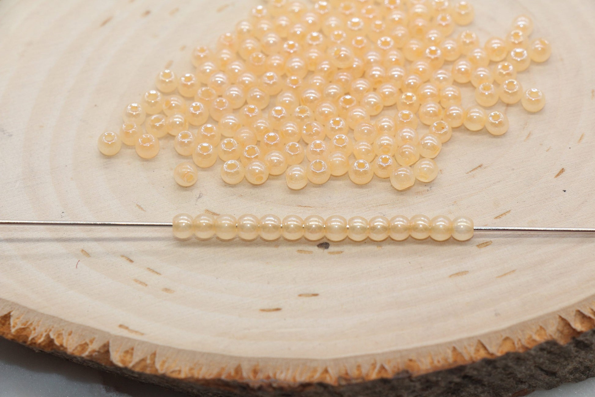 Round Creamy Glass Seed Beads, 4mm 6/0 Glass Round Seed Beads, Creamy Orange Seed Beads, Glossy Rocailles Beads, Beading Supplies #2740