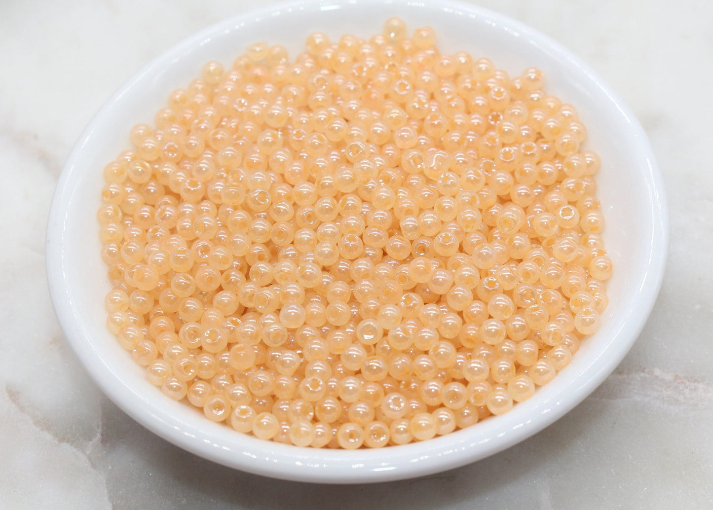 Round Creamy Glass Seed Beads, 4mm 6/0 Glass Round Seed Beads, Creamy Orange Seed Beads, Glossy Rocailles Beads, Beading Supplies #2740