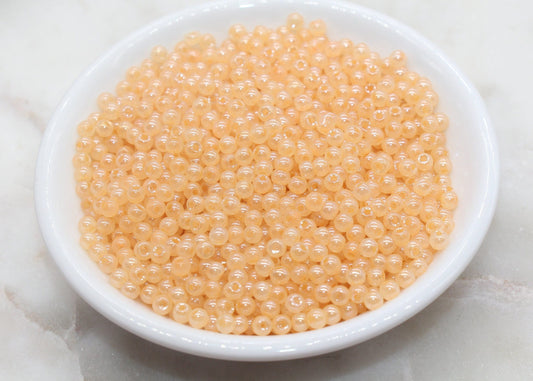 Round Creamy Glass Seed Beads, 4mm 6/0 Glass Round Seed Beads, Creamy Orange Seed Beads, Glossy Rocailles Beads, Beading Supplies #2740
