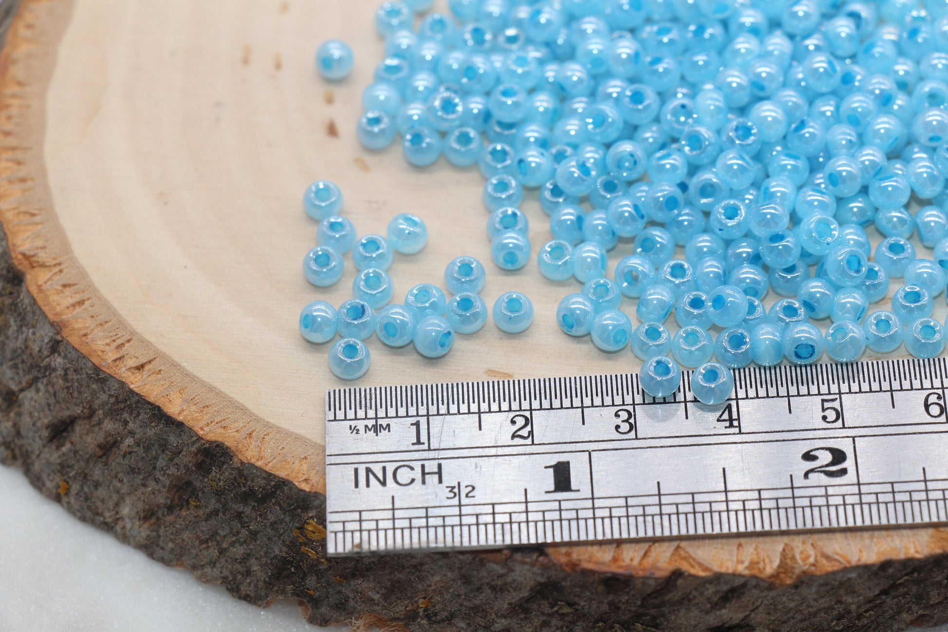Round Creamy Glass Seed Beads, 4mm 6/0 Glass Round Seed Beads, Creamy Blue Seed Beads, Glossy Rocailles Beads, Beading Supplies #2744