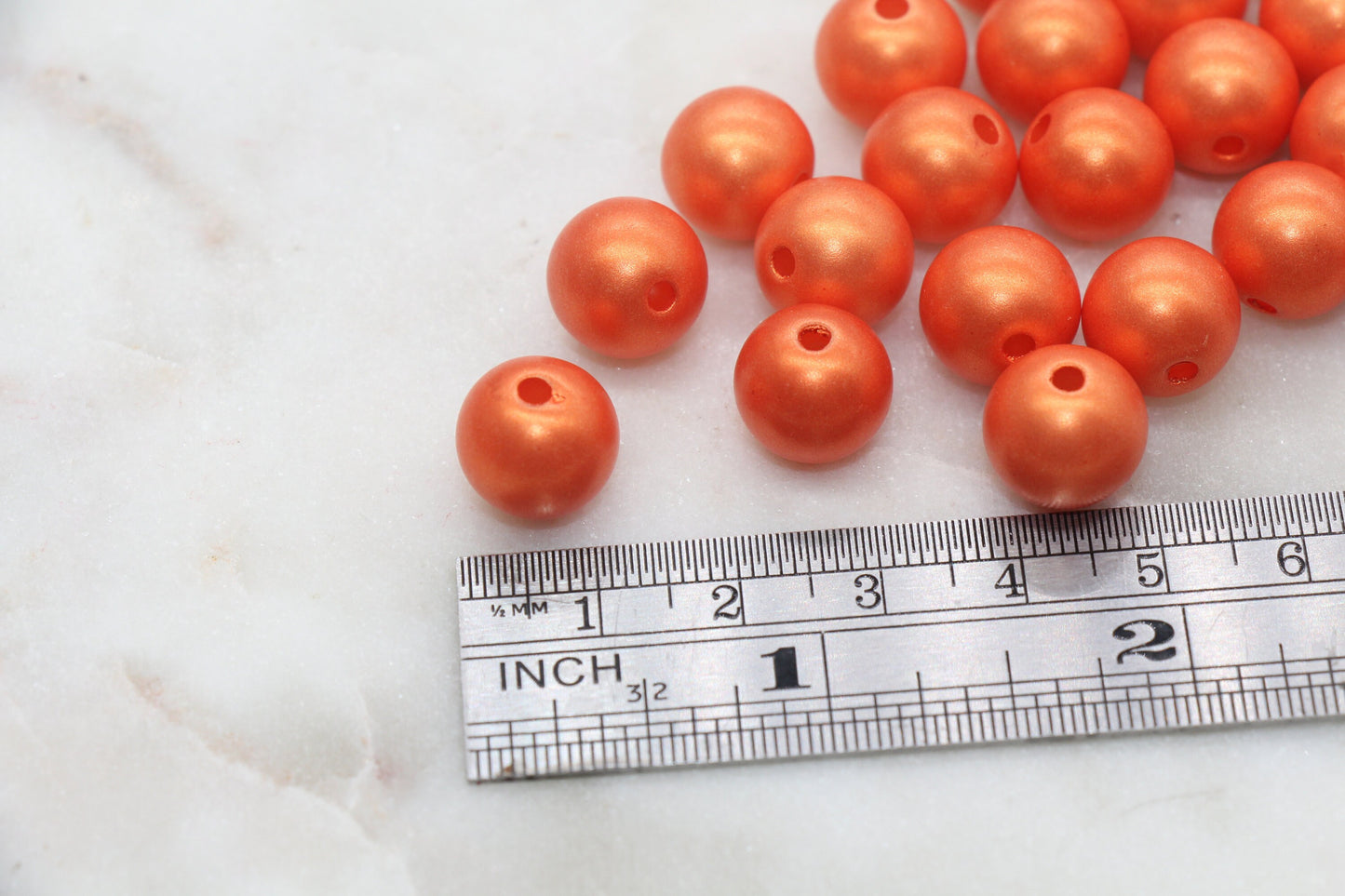12mm Orange Shimmer Gumball Beads, Round Acrylic Loose Beads, Bubblegum Beads, Chunky Beads, Round Plastic Beads #2694