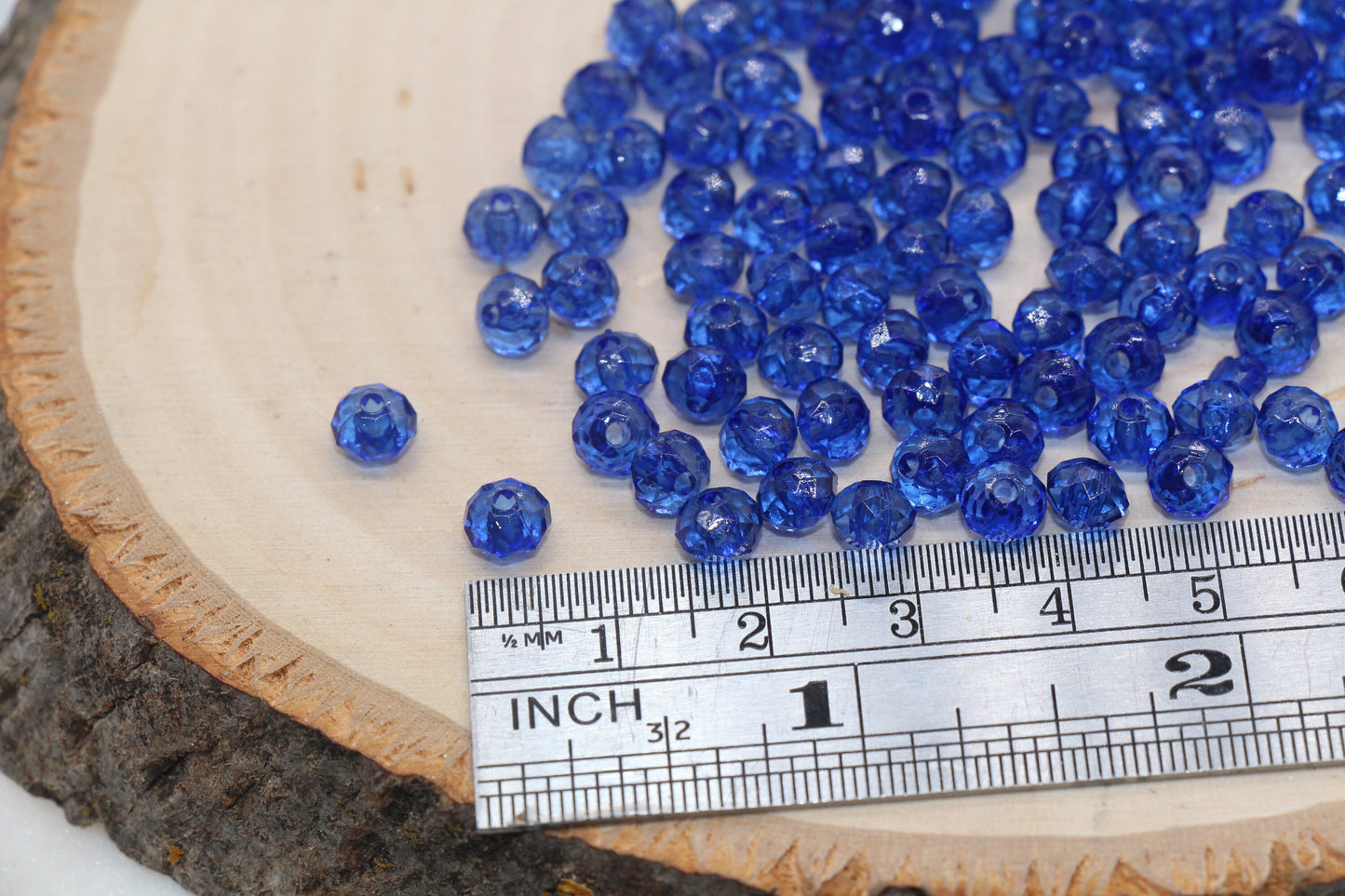 6mm Royal Blue Transparent Faceted Rondelle Beads, Faceted Acrylic Loose Beads, Bubblegum Beads, Chunky Beads, #2790