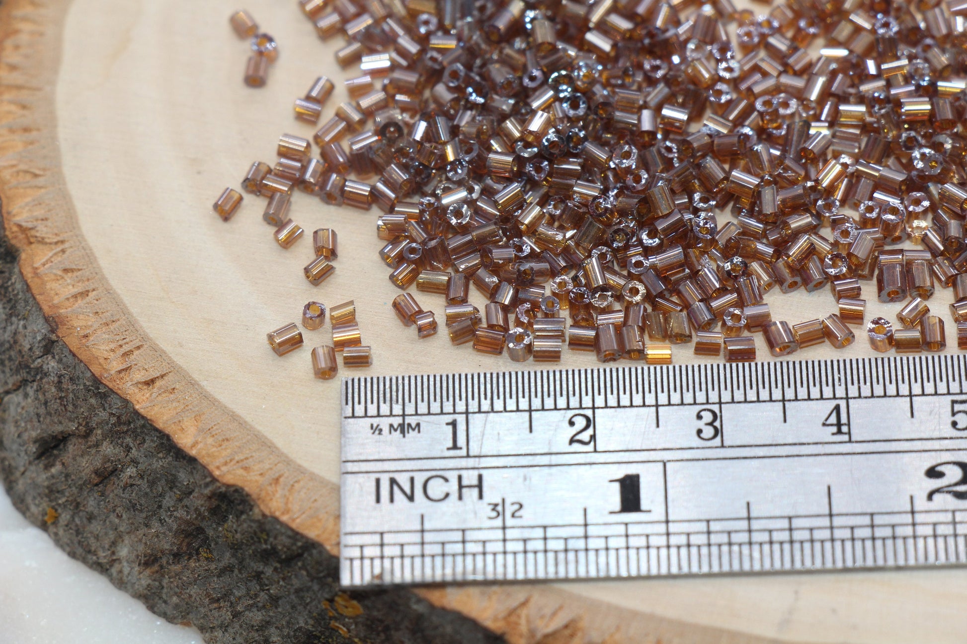 Tube Shape Glass Seed Beads, Glossy Brown Tube Bugle Beads, Size 2mm Beading Supplies #2797