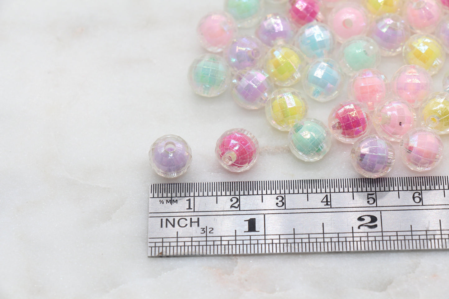 10mm Assort AB Faceted Gumball Beads