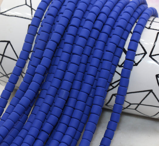 6mm Wide Column Chunky Polymer Clay Beads, Royal Blue Heishi Spacer Beads, Clay Tube Beads, Barrel Beads Heishi Beads #96