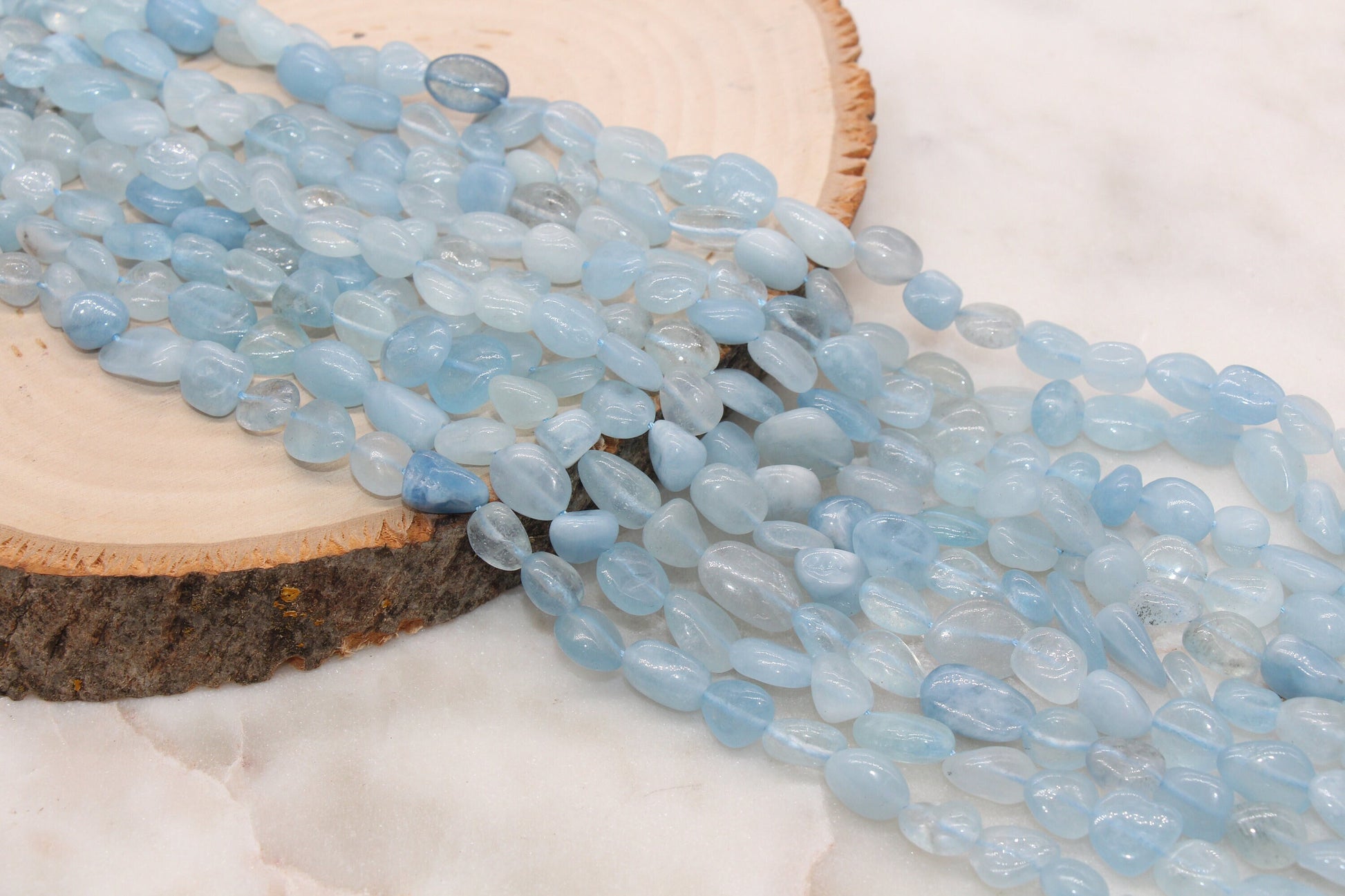 Aquamarine Nugget Beads, Gemstone Irregular Loose Beads, Pebble Nugget Beads, Size 8mm-10mm #53