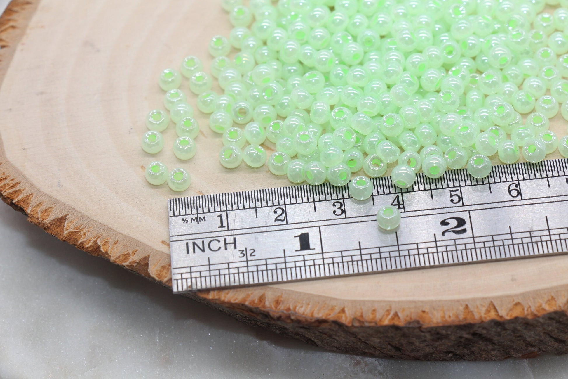 Round Creamy Glass Seed Beads, 4mm 6/0 Glass Round Seed Beads, Creamy Mint Green Seed Beads, Glossy Rocailles Beads, Beading Supplies #2731