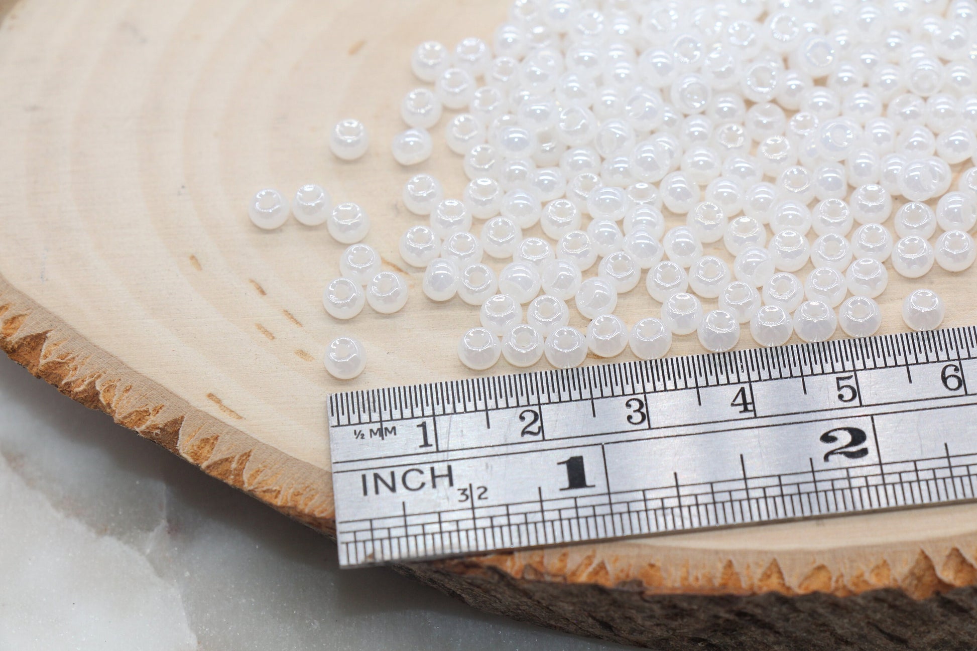 Round Creamy Glass Seed Beads, 4mm 6/0 Glass Round Seed Beads, Creamy White Seed Beads, Glossy Rocailles Beads, Beading Supplies #2736