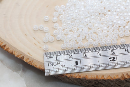 Round Creamy Glass Seed Beads, 4mm 6/0 Glass Round Seed Beads, Creamy White Seed Beads, Glossy Rocailles Beads, Beading Supplies #2736