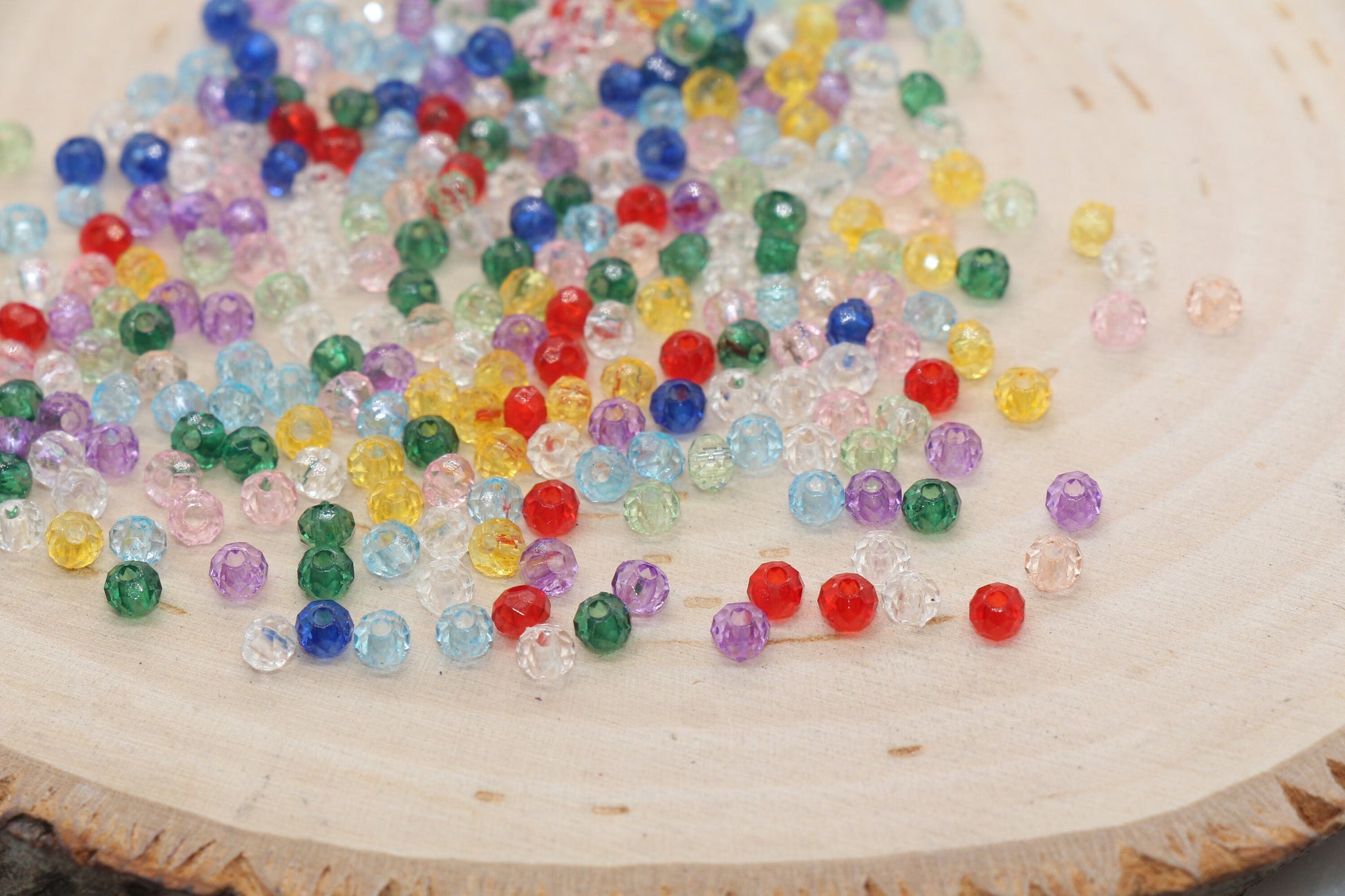 4mm Assort Transparent Faceted Rondelle Beads, Multicolor Faceted Acrylic Loose Beads, Bubblegum Beads, Bead for Bracelet #2864