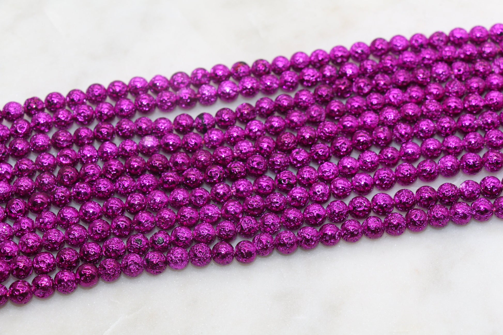 Lava Beads, Electroplated Volcanic Rock Beads, Round Gemstone Beads, Sizes 6mm, #137