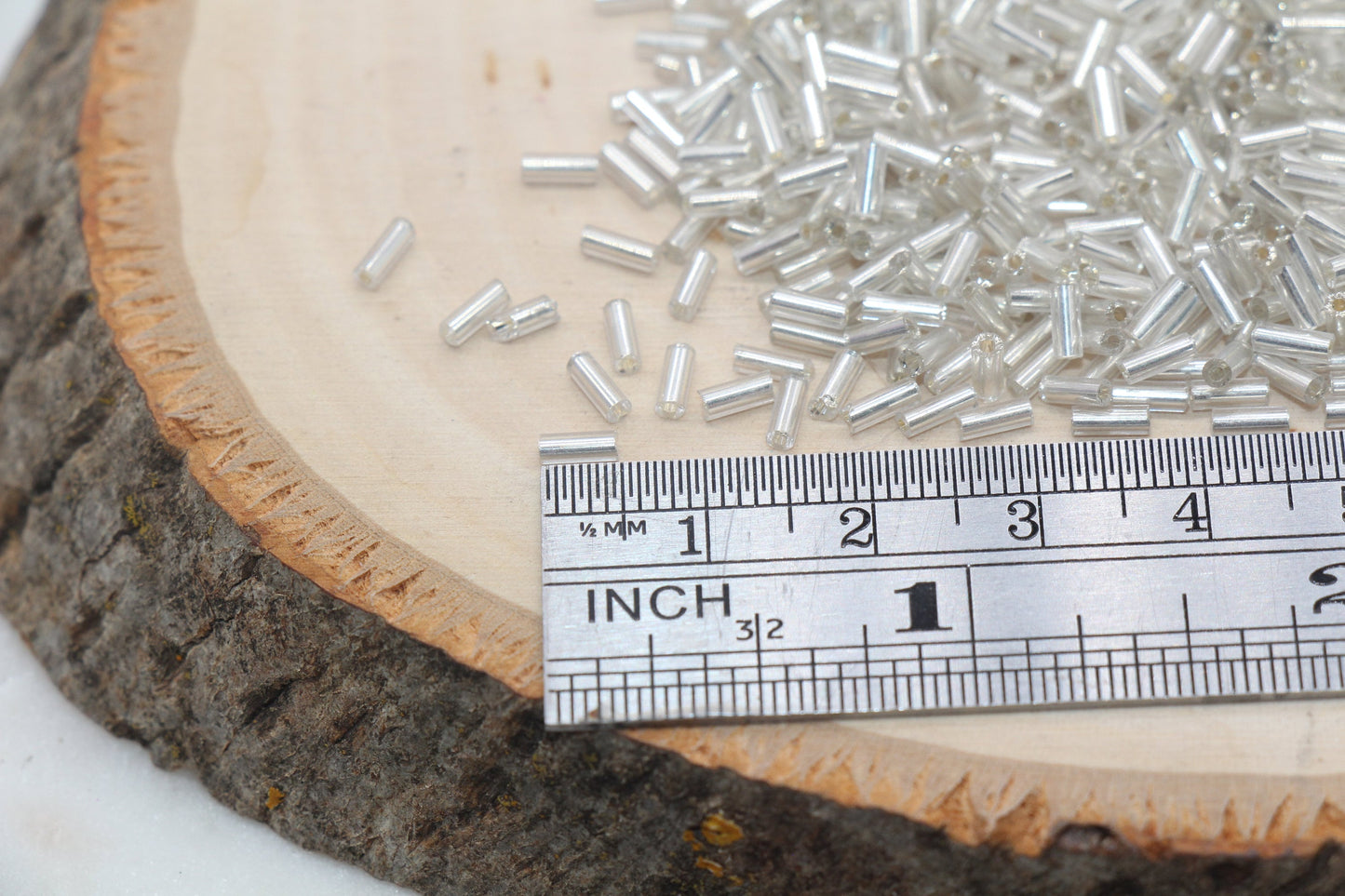 Tube Shape Glass Seed Beads, Silver Lined Bugle Beads, Size 4mm Beading Supplies #2748