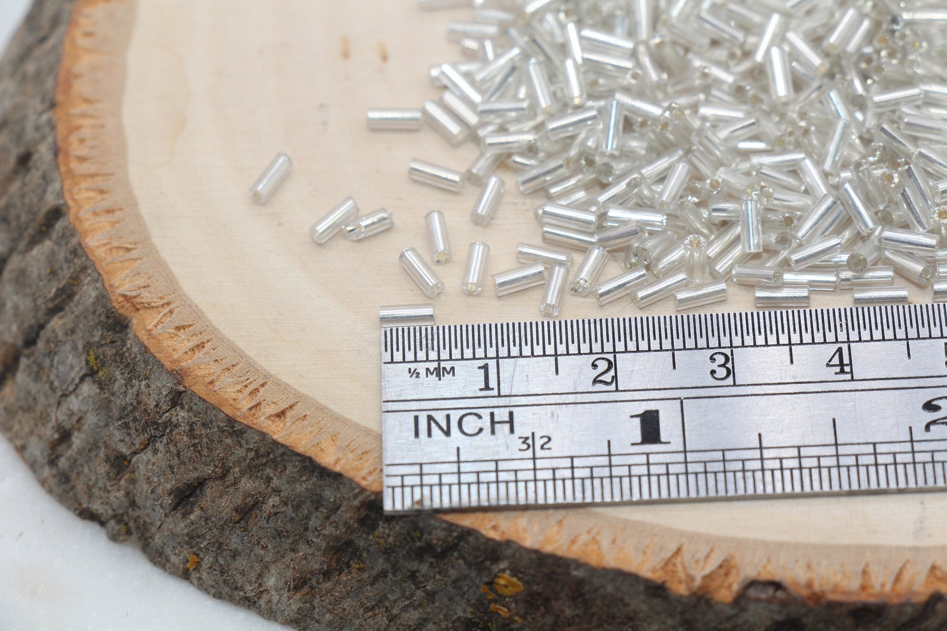 Tube Shape Glass Seed Beads, Silver Lined Bugle Beads, Size 4mm Beading Supplies #2748