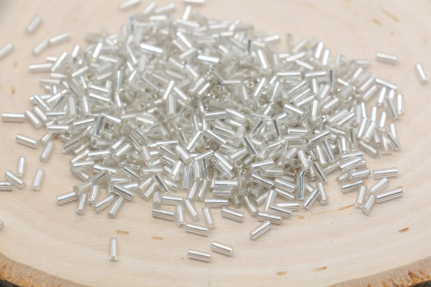 Tube Shape Glass Seed Beads, Silver Lined Bugle Beads, Size 4mm Beading Supplies #2748