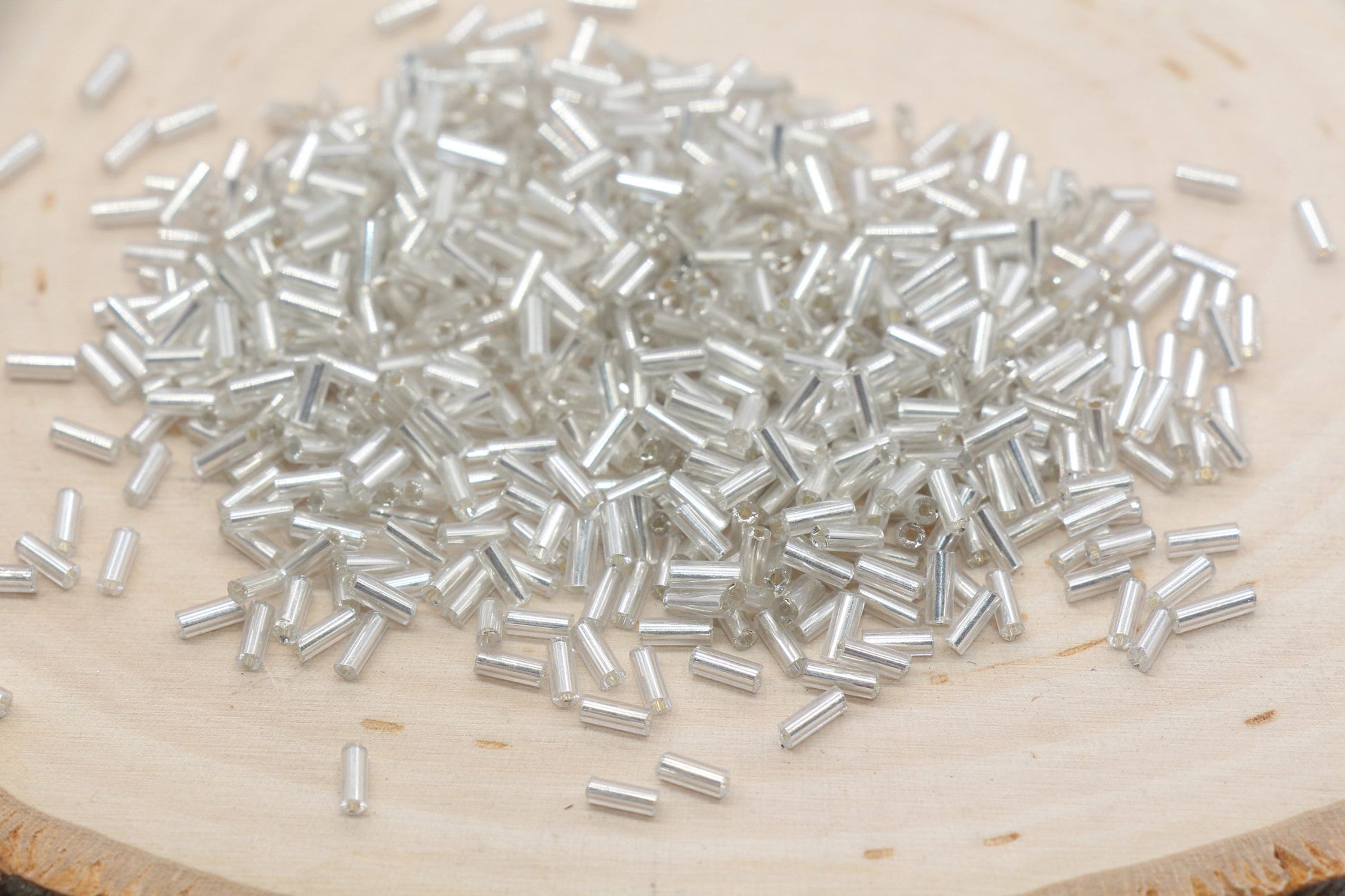 Tube Shape Glass Seed Beads, Silver Lined Bugle Beads, Size 4mm Beading Supplies #2748