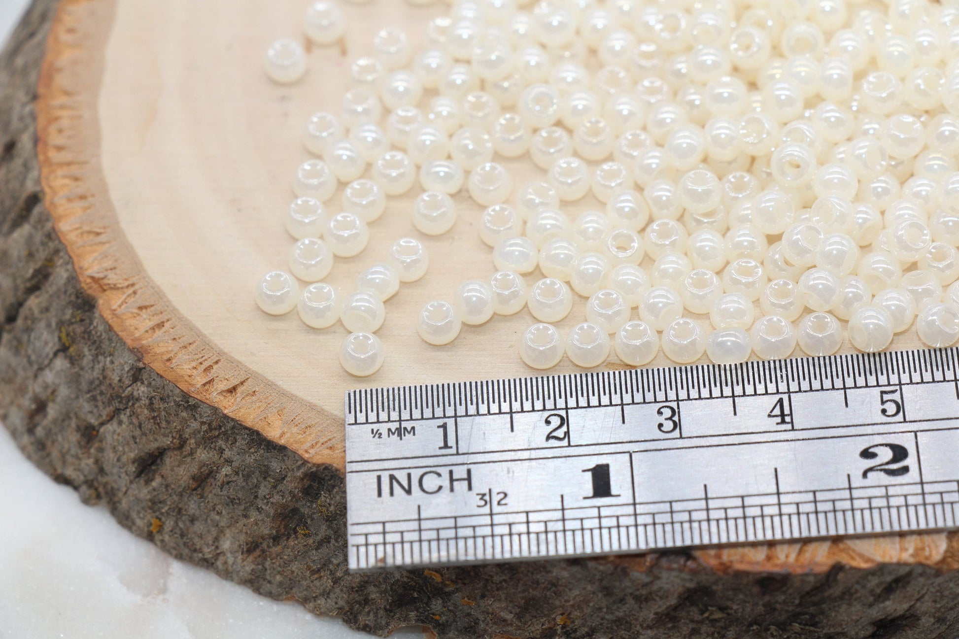 Round Creamy Glass Seed Beads, 4mm 6/0 Glass Round Seed Beads, Creamy Cream Color Seed Beads, Glossy Rocailles Beads, Beading Supplies #2752