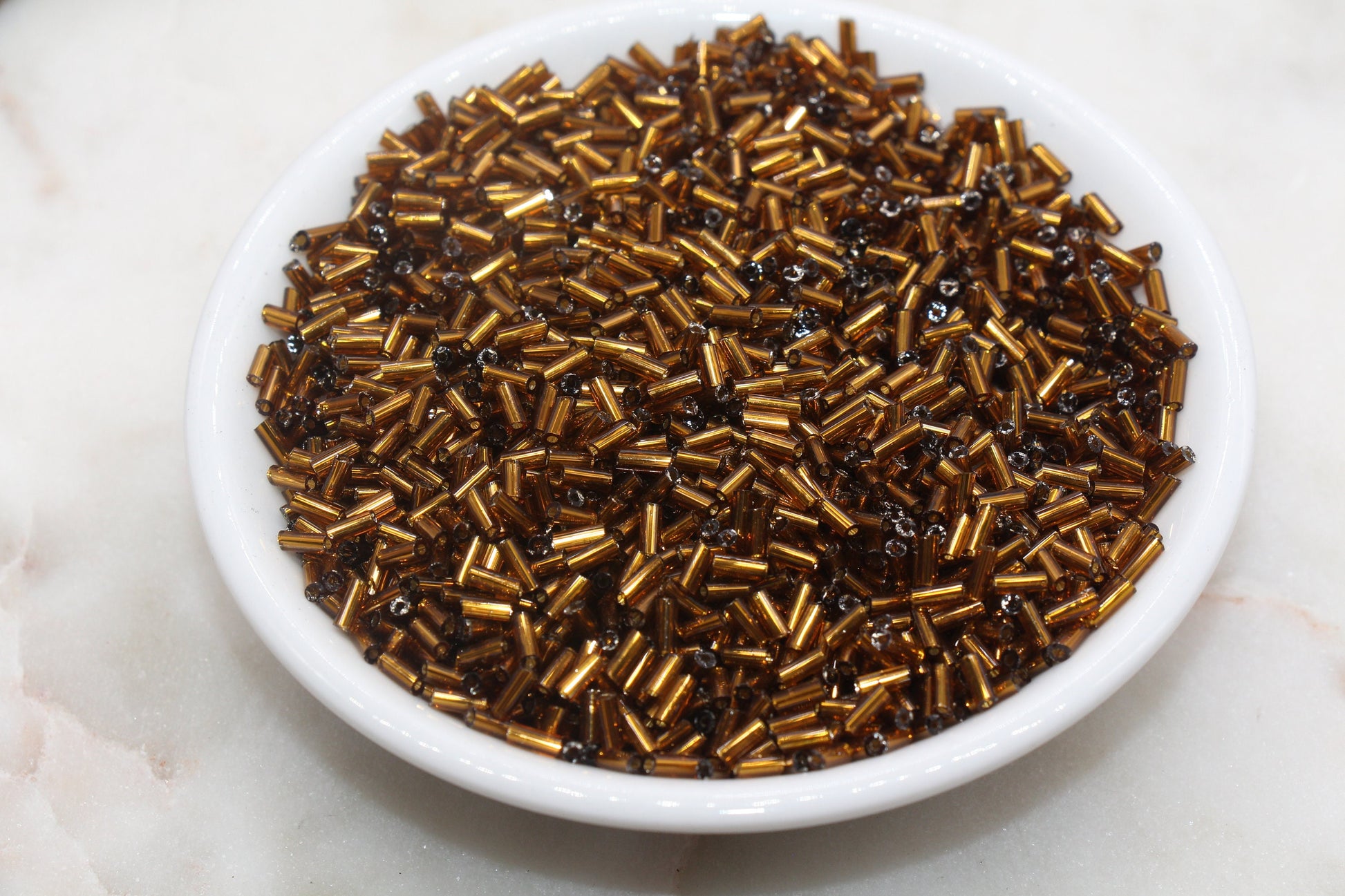 Tube Shape Glass Seed Beads, Copper Tube Bugle Beads, Size 4mm Beading Supplies #2757