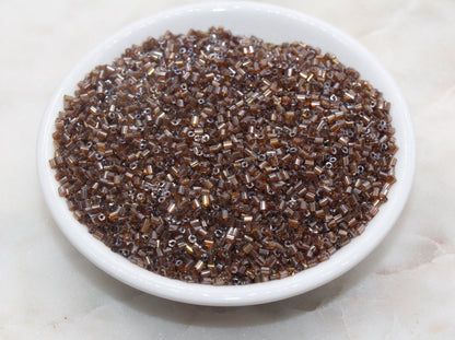 Tube Shape Glass Seed Beads, Glossy Brown Tube Bugle Beads, Size 2mm Beading Supplies #2797