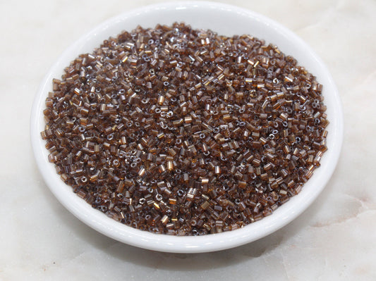 Tube Shape Glass Seed Beads, Glossy Brown Tube Bugle Beads, Size 2mm Beading Supplies #2797