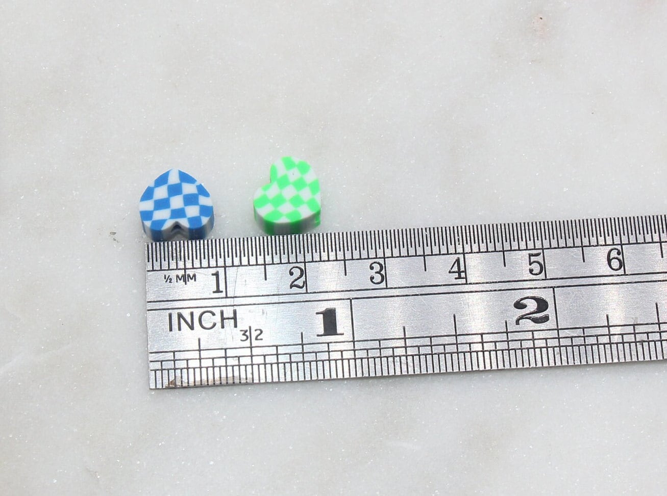 Checkered Heart Polymer Clay Beads, Assorted Heart Shape Clay Round Beads, Loose Beads, Jewelry Beads, Beads for Bracelet #177
