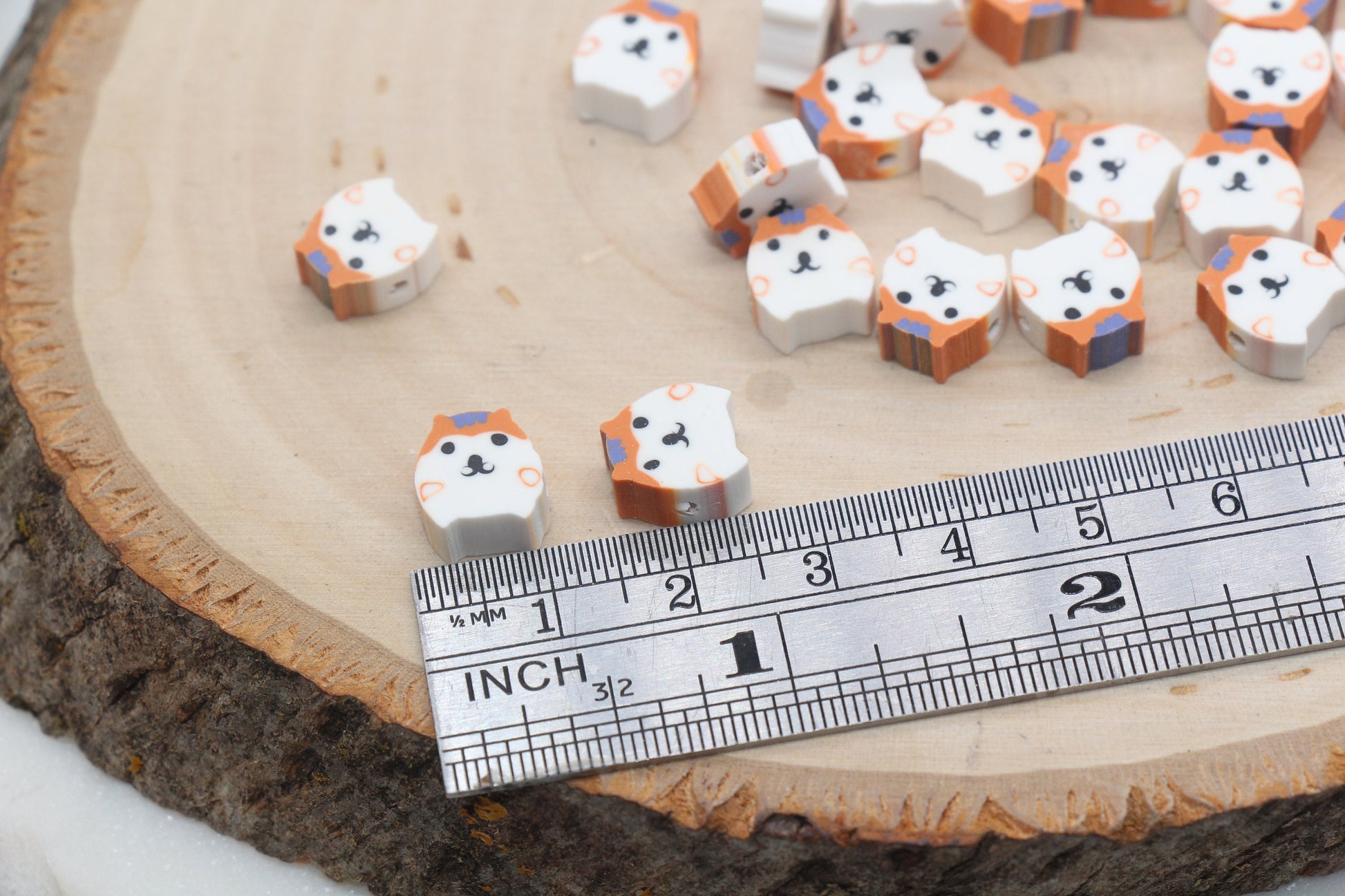 Kawaii Puppy Polymer Clay Beads, Dog Clay Beads, Puppy Clay Round Loose Beads, Jewelry Beads, Bead for Bracelet #265