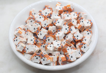 Kawaii Puppy Polymer Clay Beads, Dog Clay Beads, Puppy Clay Round Loose Beads, Jewelry Beads, Bead for Bracelet #265