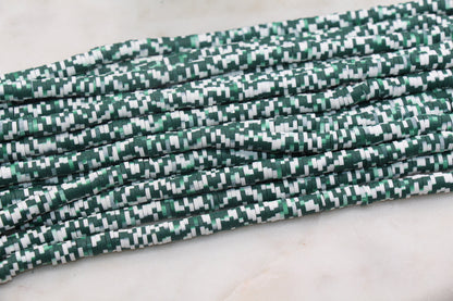 6mm Green Speckled Heishi Beads, Green and White Polymer Clay Disc Beads, African Disc Beads, Vinyl Heishi, 16 inch Strand #327