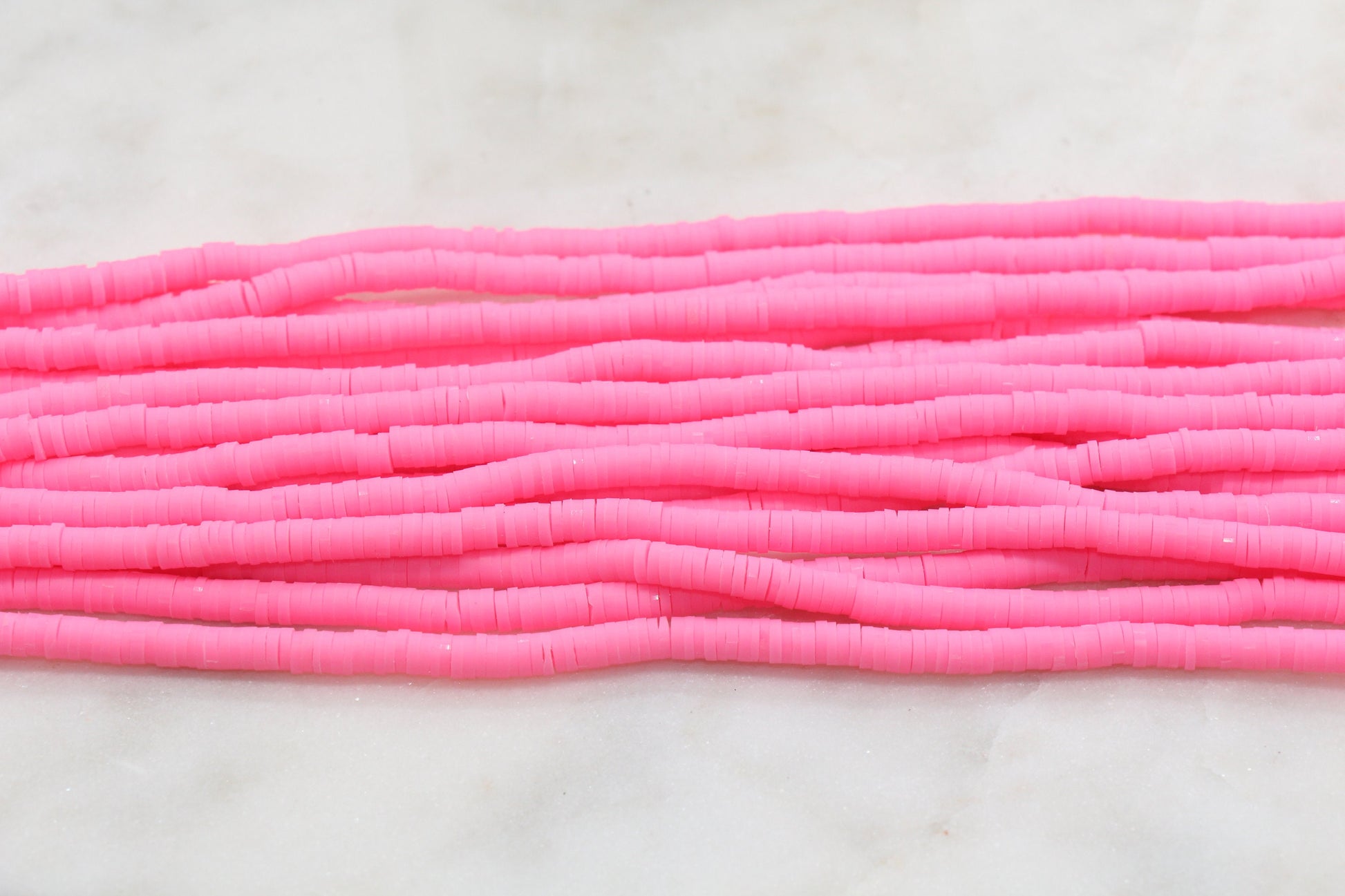 4mm Pink Heishi Beads, Pink Clay Beads, Polymer Clay Disc Beads, African Disc Beads, Vinyl Heishi, 16 inch Strand #390