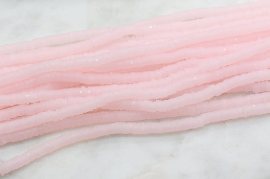 6mm Light Pink Heishi Beads, Jelly Look Polymer Clay Disc Beads, African Disc Beads, Vinyl Heishi, 16 inch Strand #222