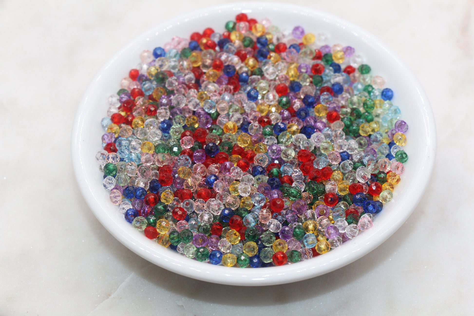 4mm Assort Transparent Faceted Rondelle Beads, Multicolor Faceted Acrylic Loose Beads, Bubblegum Beads, Bead for Bracelet #2864